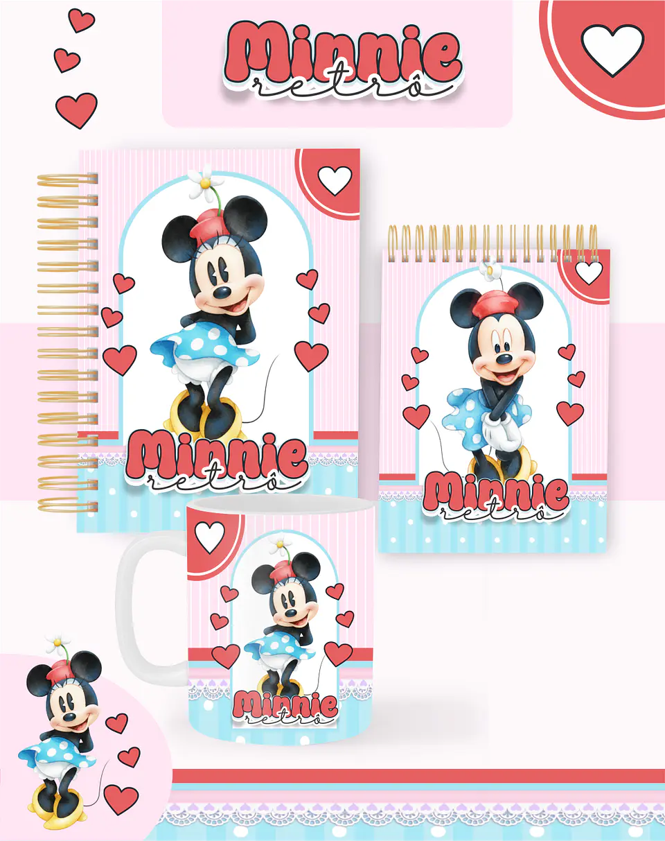 Arquivo Combo Encadernação Minnie Retro 2026 - Pamella 1