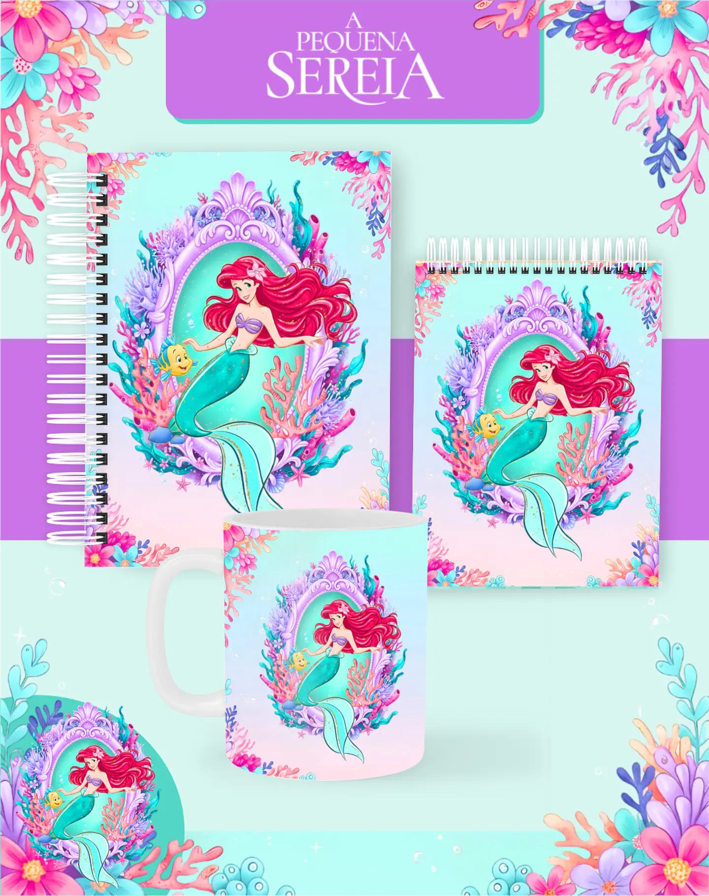 Arquivo Combo Encadernação A Pequena Sereia 2026 - Pamella 1