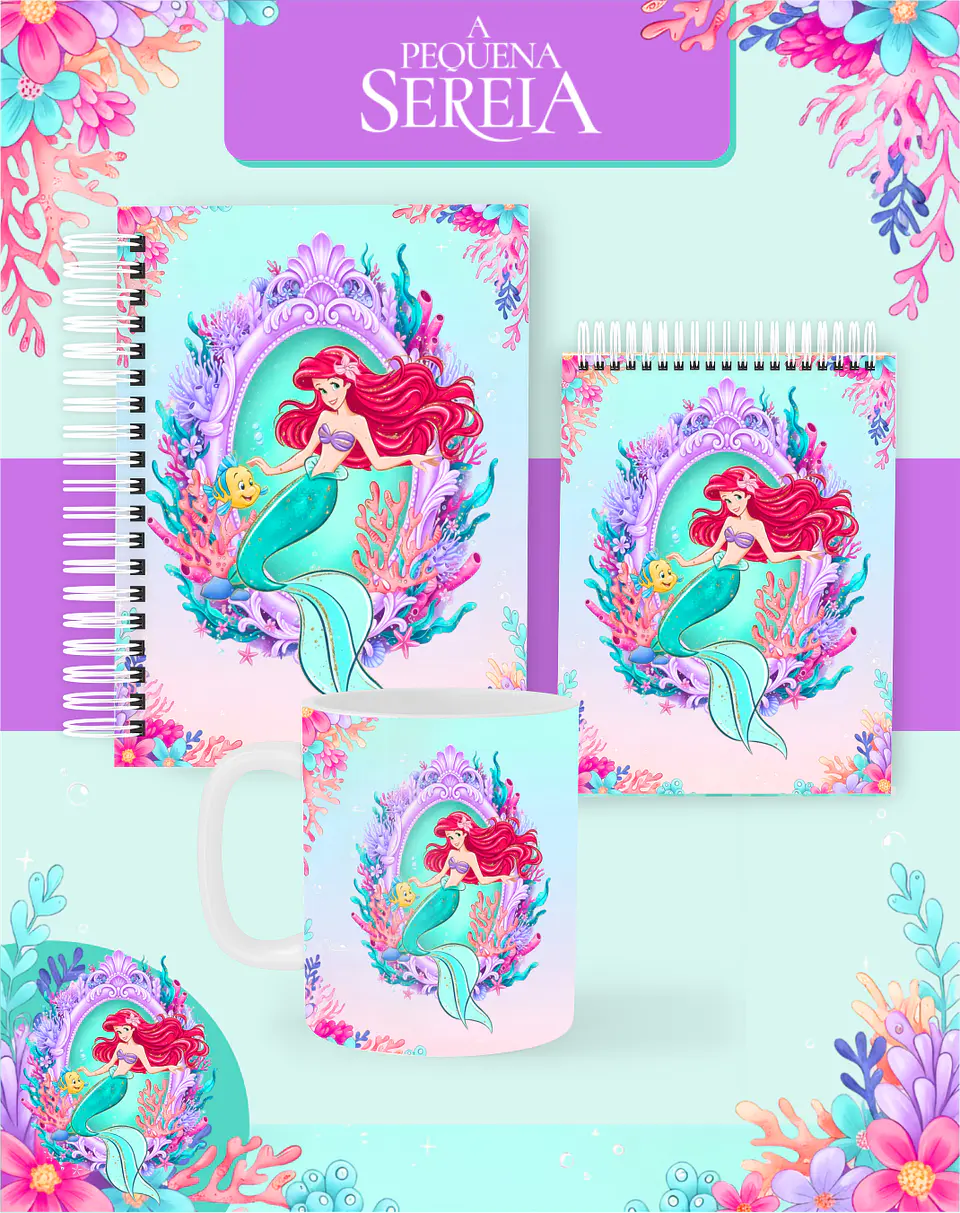 Arquivo Combo Encadernação A Pequena Sereia 2026 - Pamella 1