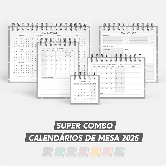 Arquivo Super Combo de Calendário de Mesa 2026 - Nilmara 1