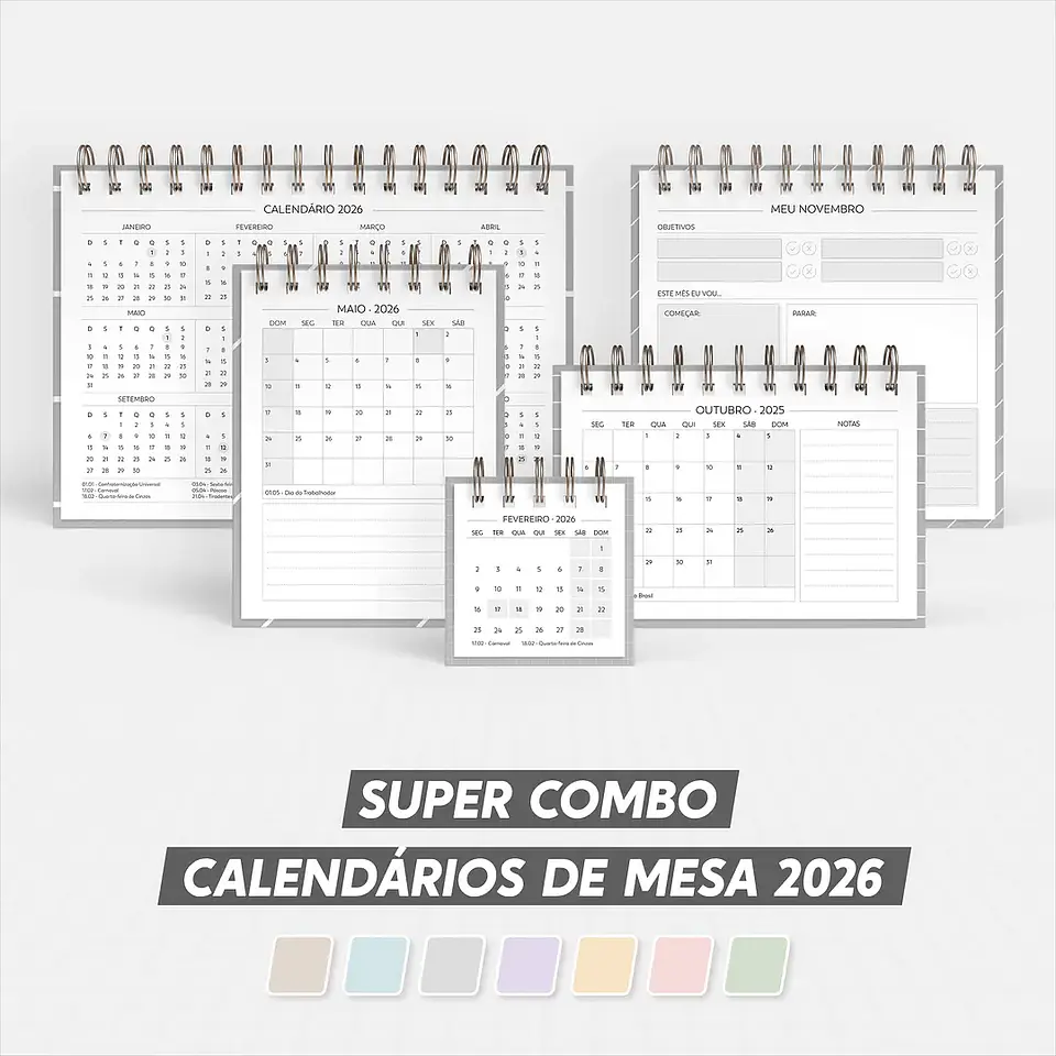 Arquivo Super Combo de Calendário de Mesa 2026 - Nilmara 1