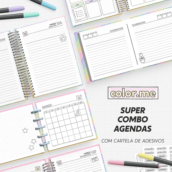 Arquivo Super Combo Agenda para Colorir Color Me 2026 - Nilmara 1