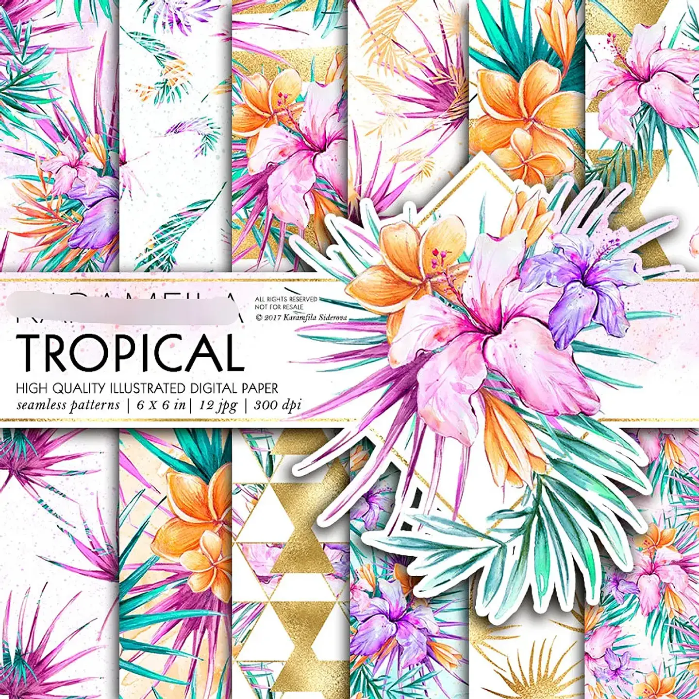 Kit Digital Papel Tropical Verão 1