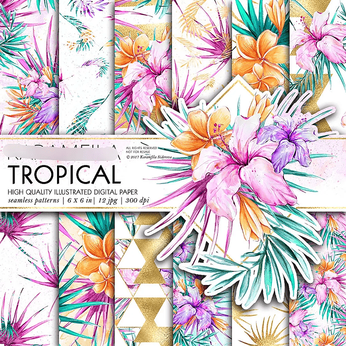 Kit Digital Papel Tropical Verão 1