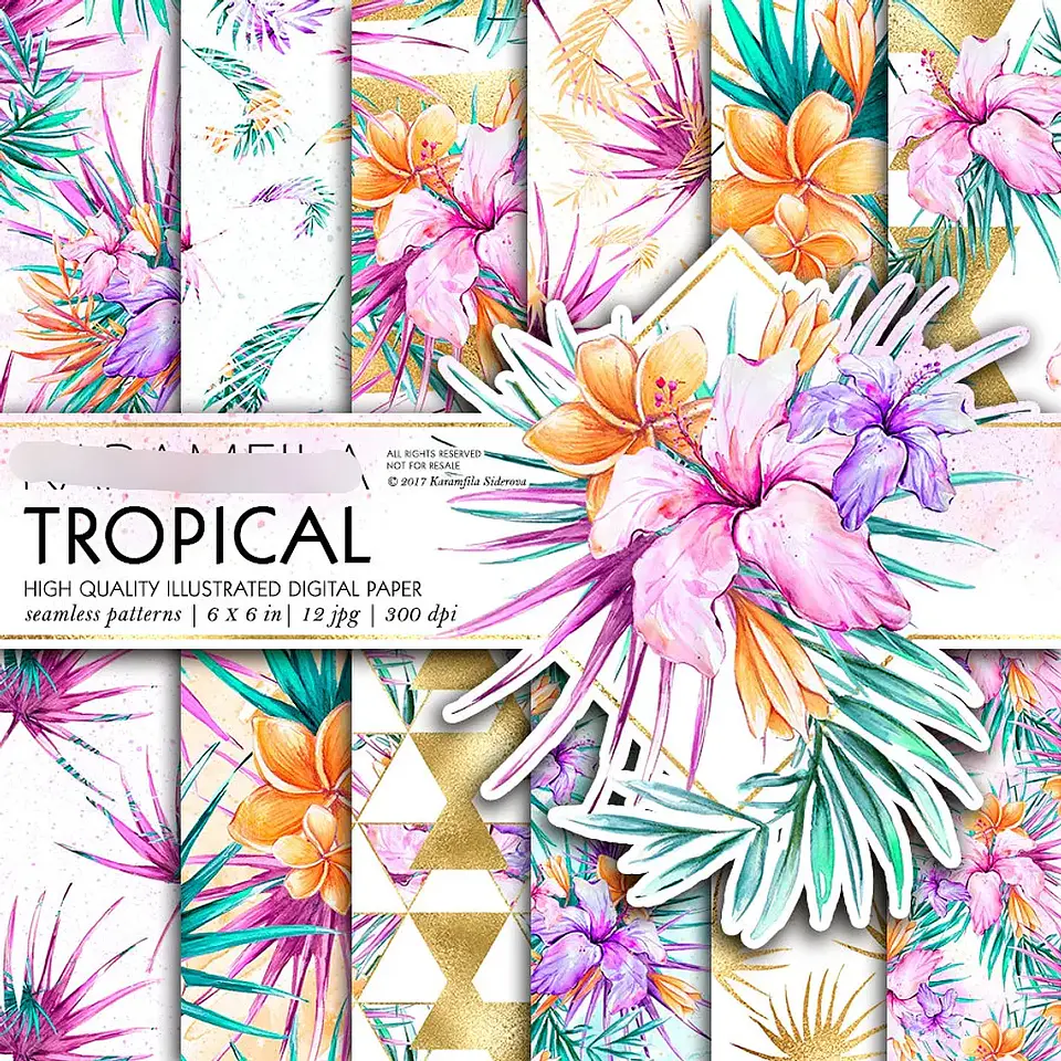 Kit Digital Papel Tropical Verão 1