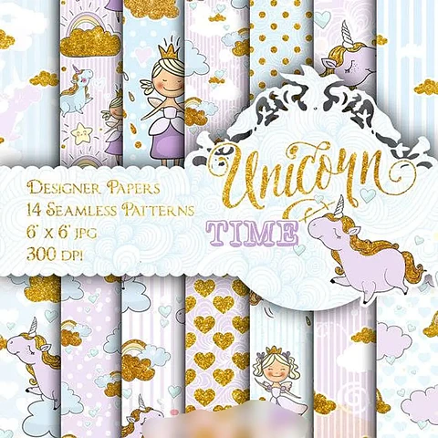Kit Digital Papelaria Unicornio Baby
