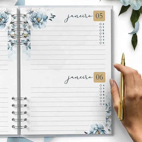 Arquivo Agendas 2026 e Perm Versículos Floral Azul - Bicho Papel