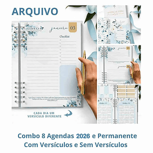 Arquivo Agendas 2026 e Perm Versículos Floral Azul - Bicho Papel