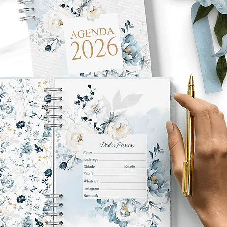 Arquivo Agendas 2026 e Perm Versículos Floral Azul - Bicho Papel 8