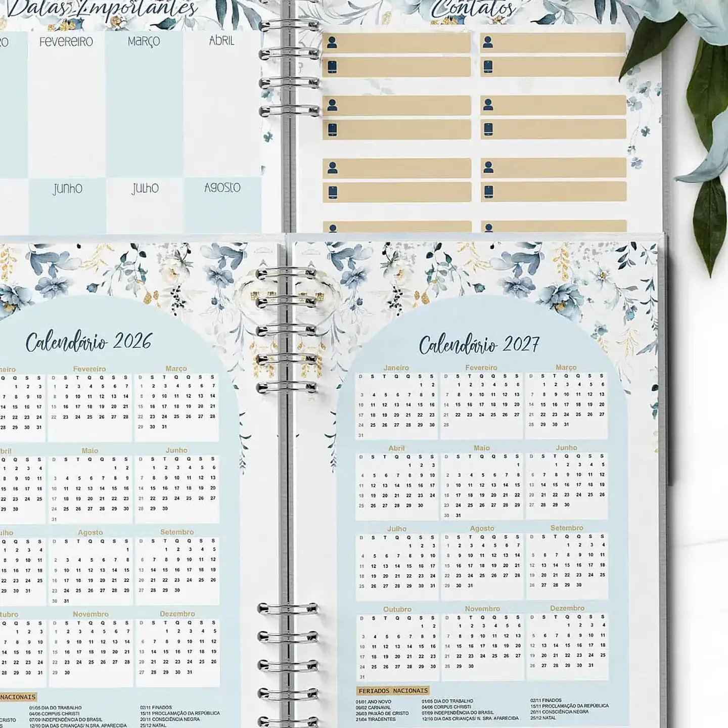 Arquivo Agendas 2026 e Perm Versículos Floral Azul - Bicho Papel 13