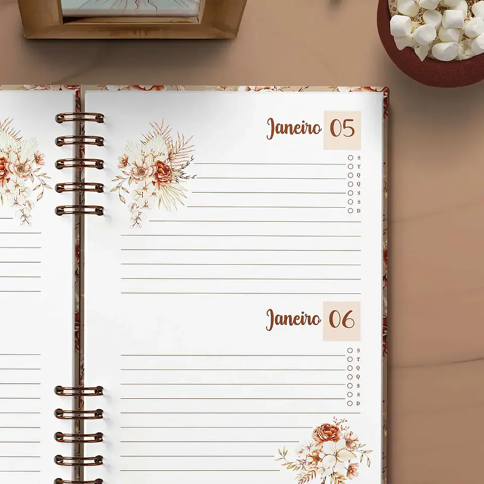 Arquivo Coleção Floral 4 Agendas Permanente - Bicho Papel 3