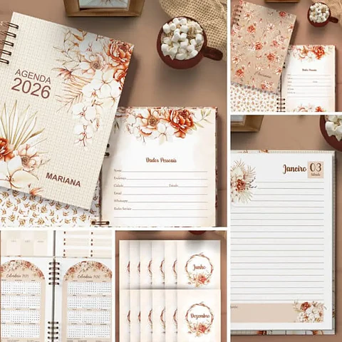 Arquivo Coleção Floral 4 Agendas Permanente - Bicho Papel