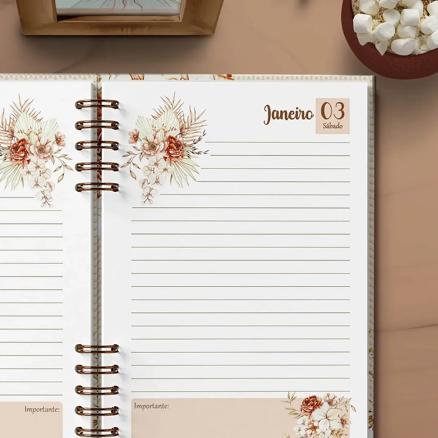 Arquivo Coleção Floral 4 Agendas Permanente - Bicho Papel 5