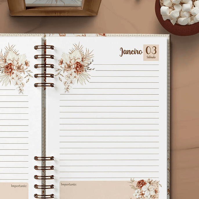 Arquivo Coleção Floral 4 Agendas Permanente - Bicho Papel 5