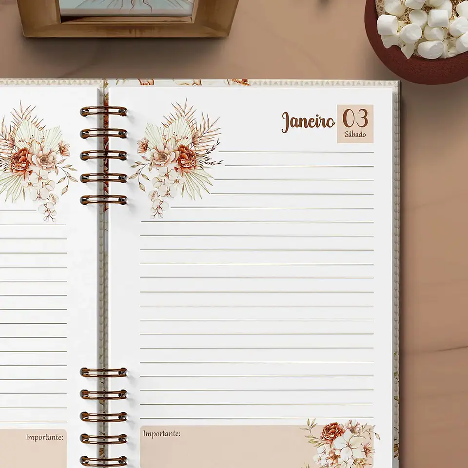Arquivo Coleção Floral 4 Agendas Permanente - Bicho Papel 5