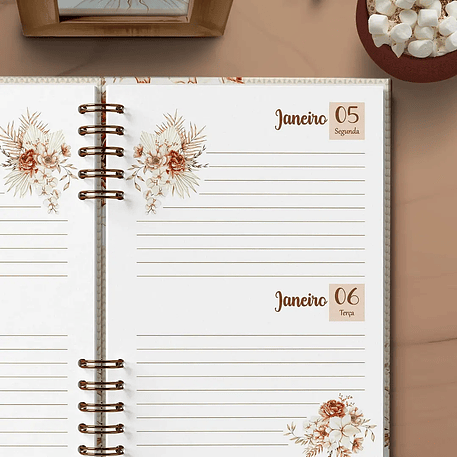 Arquivo Coleção Floral 4 Agendas Permanente - Bicho Papel 7