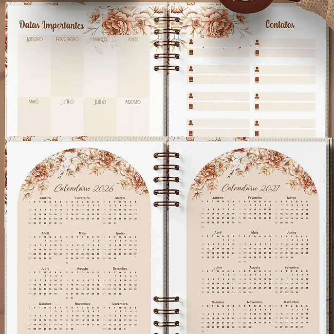 Arquivo Coleção Floral 4 Agendas Permanente - Bicho Papel 8
