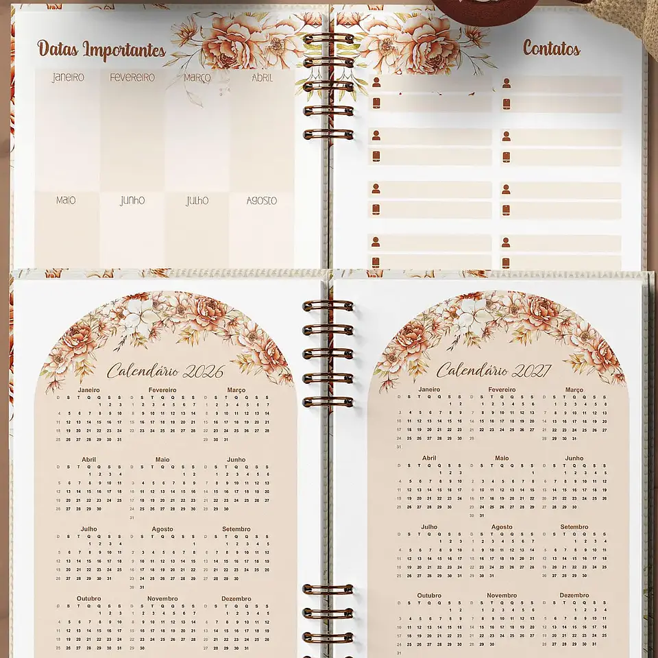 Arquivo Coleção Floral 4 Agendas Permanente - Bicho Papel 8