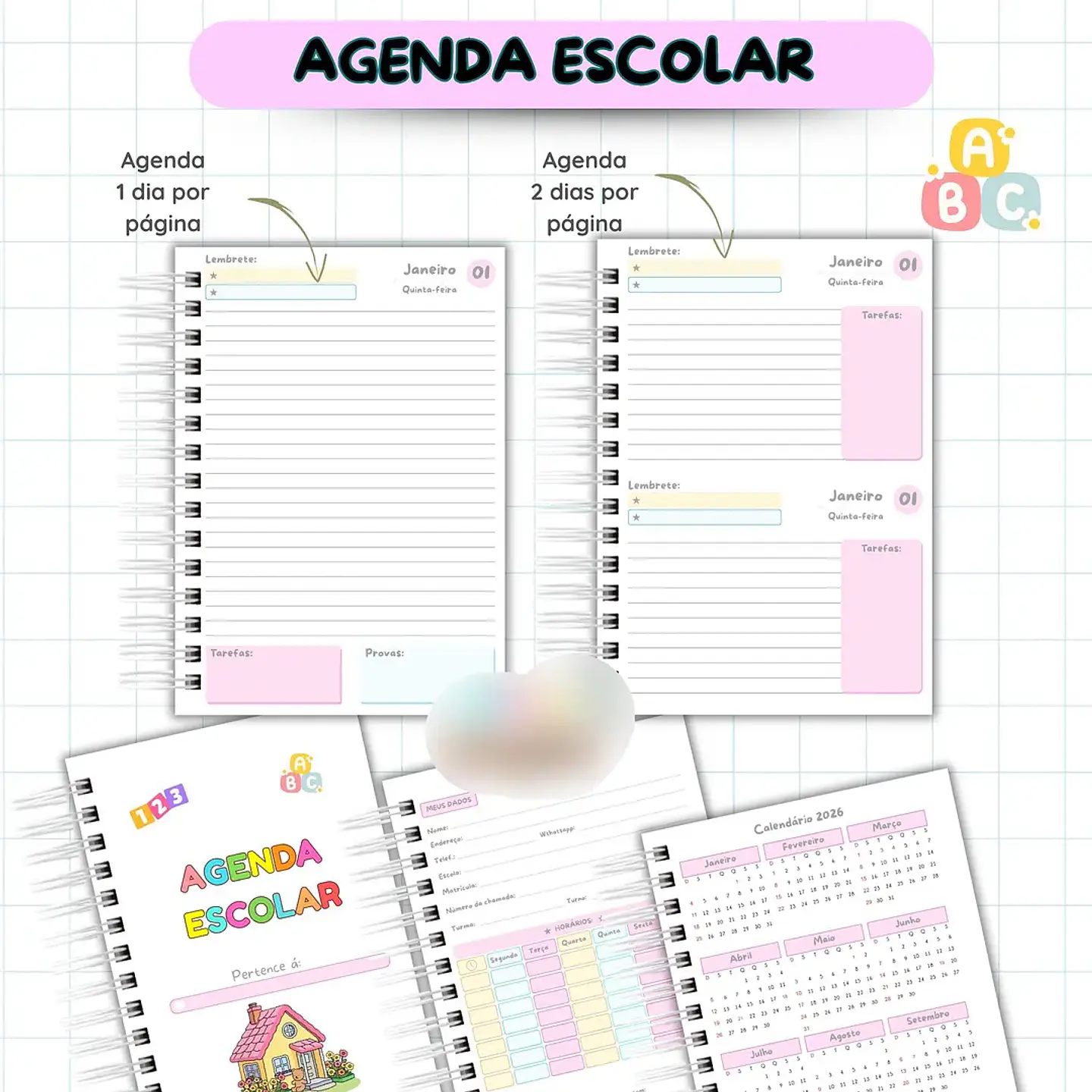 Arquivo Agenda Escolar Bobbie Goods Menina - Van Criações 3