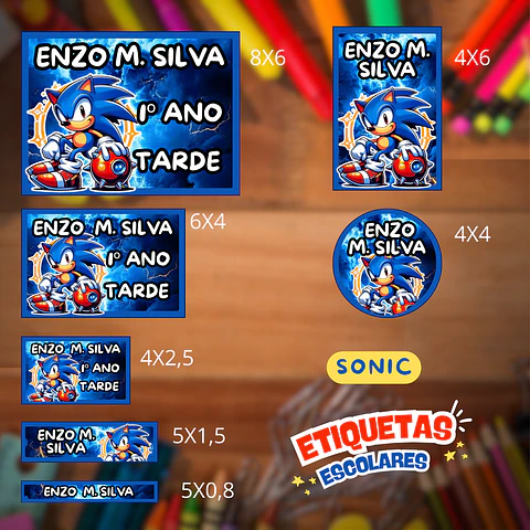 Arquivo Etiqueta Escolar Sonic
