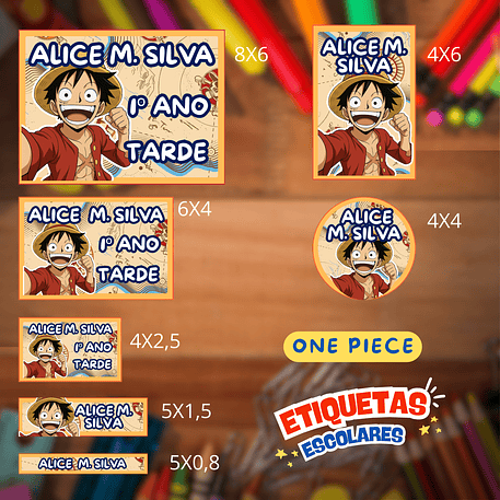 Arquivo Etiqueta Escolar One Piece 1