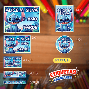 Arquivo Etiqueta Escolar Stitch