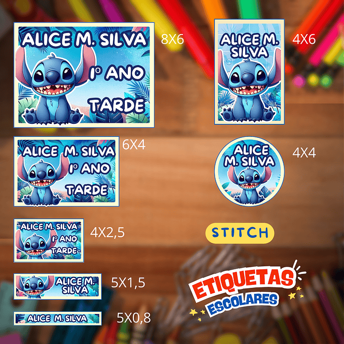 Arquivo Etiqueta Escolar Stitch 1