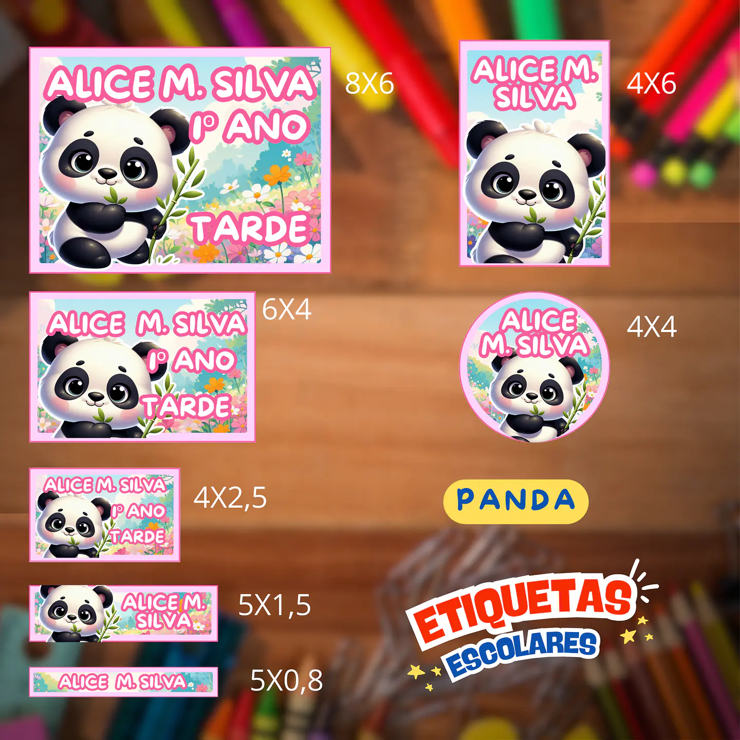 Arquivo Etiqueta Escolar Panda 1