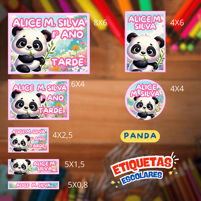 Arquivo Etiqueta Escolar Panda 1
