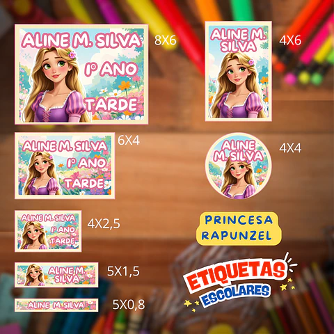 Arquivo Etiqueta Escolar Rapunzel Enrolados
