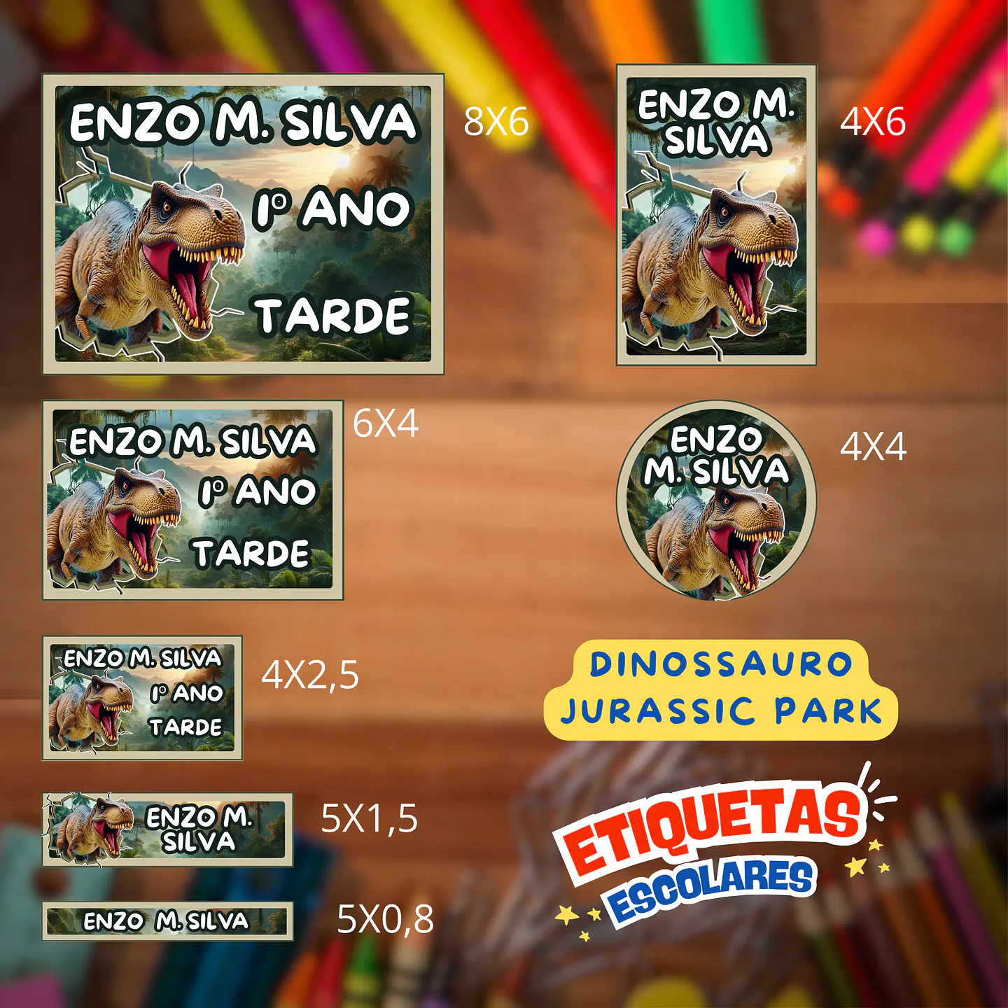 Arquivo Etiqueta Escolar Dinossauro Jurassic Park 1