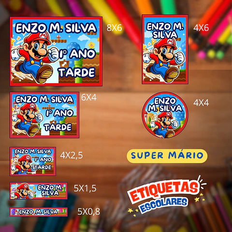 Arquivo Etiqueta Escolar Super Mario