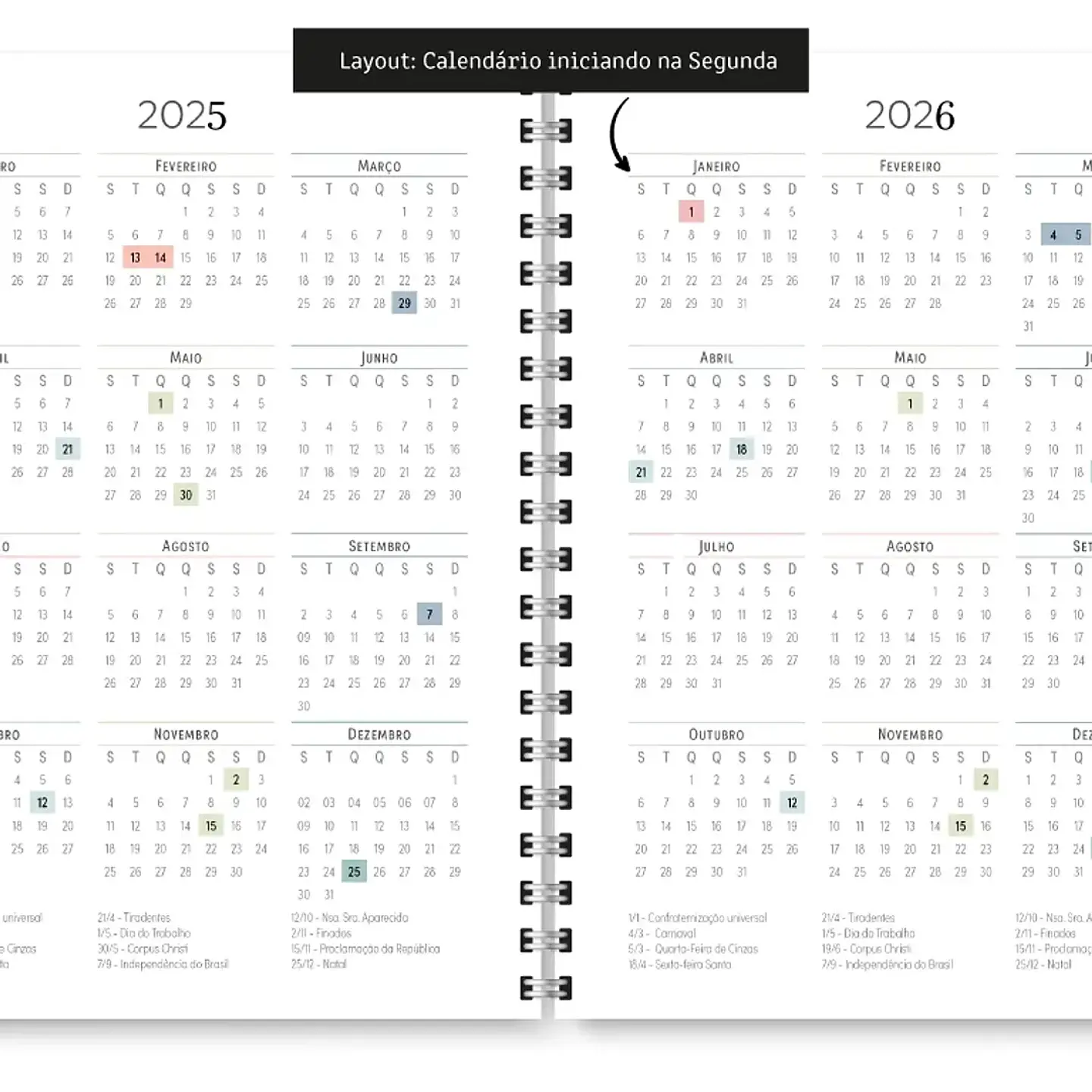 Arquivo Miolo Agenda Cores Não Datada 1DPP E 2DPP - TRILHA DE PAPEL 18