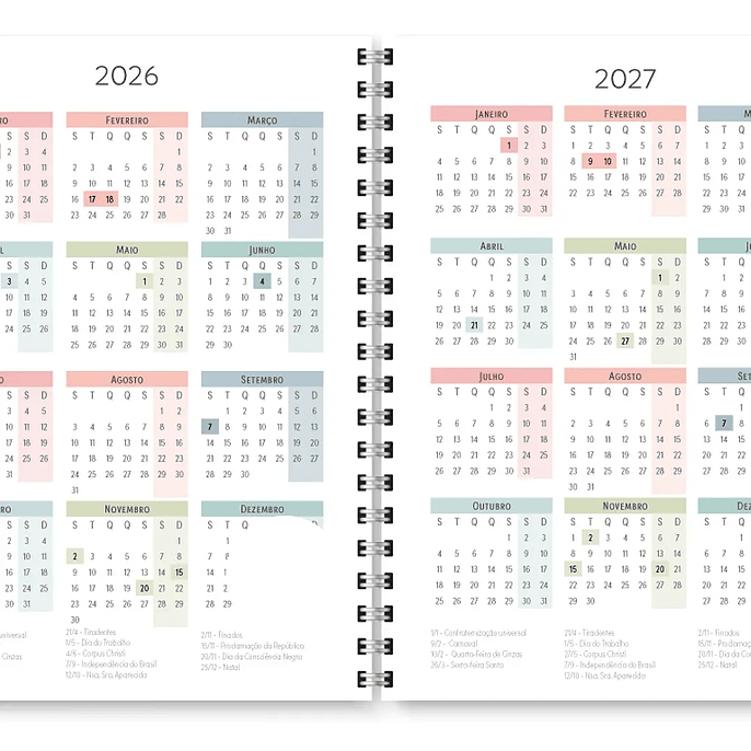 Arquivo Miolo Planner Cores 2026 - Trilha de Papel 8