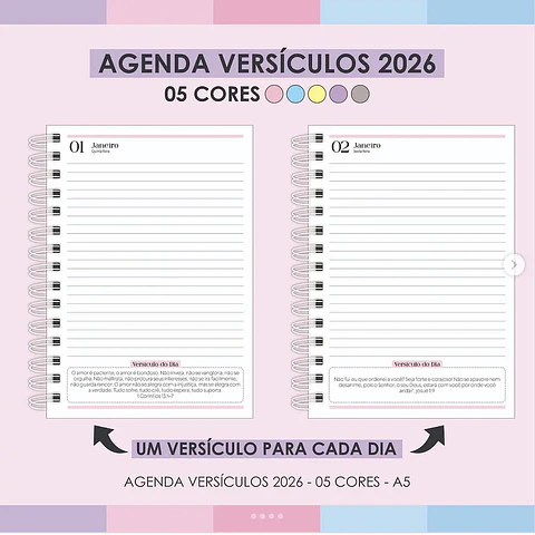 Arquivo Agenda Versículos 5 Cores - Arquivos da Lari