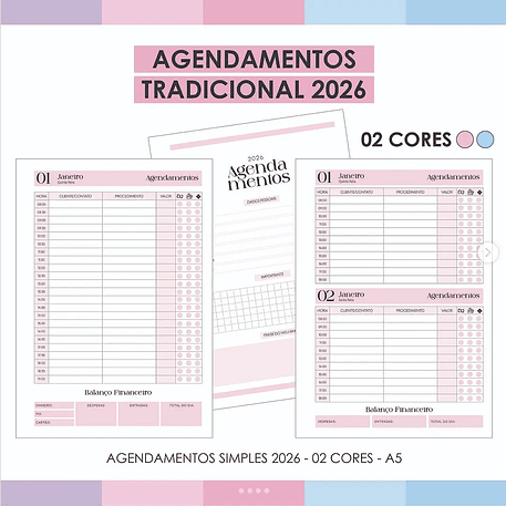 Arquivo Agendamentos Tradicionais 02 Cores - Arquivos da Lari 1