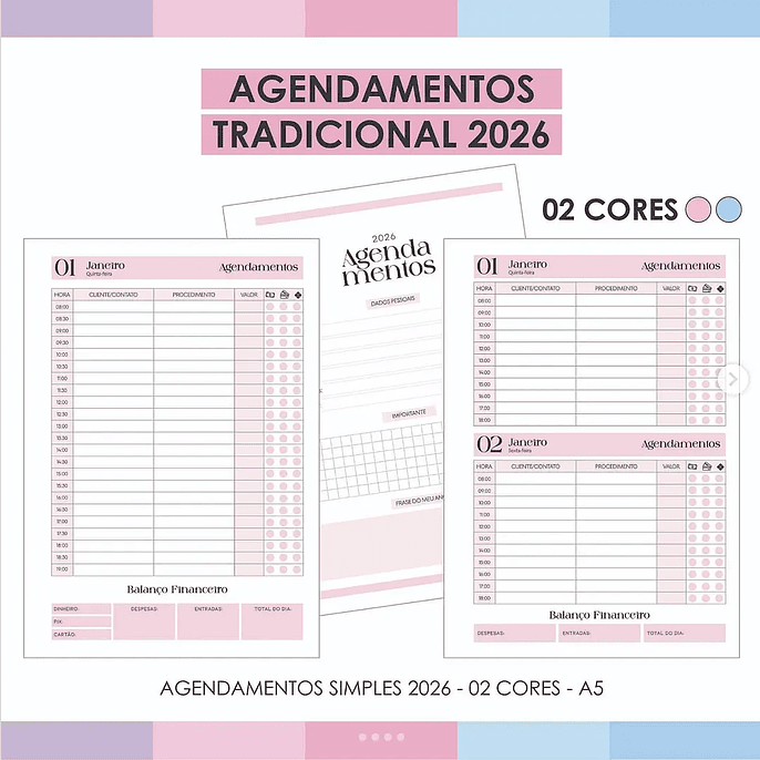 Arquivo Agendamentos Tradicionais 02 Cores - Arquivos da Lari 1