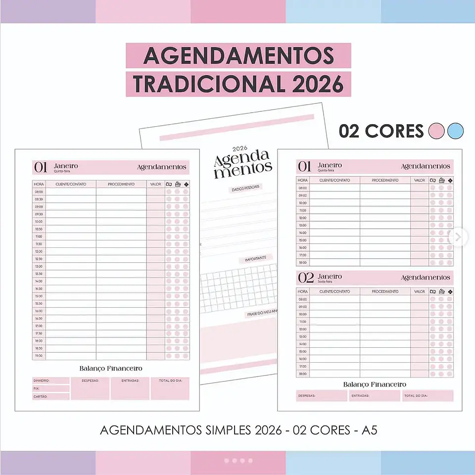 Arquivo Agendamentos Tradicionais 02 Cores - Arquivos da Lari 1