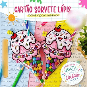 Arquivo Volta as Áulas Cartão Sorvete Lápis