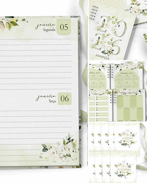 Arquivo Combo Agendas 2026 Perm Floral e Rosas Brancas - Bicho Papel