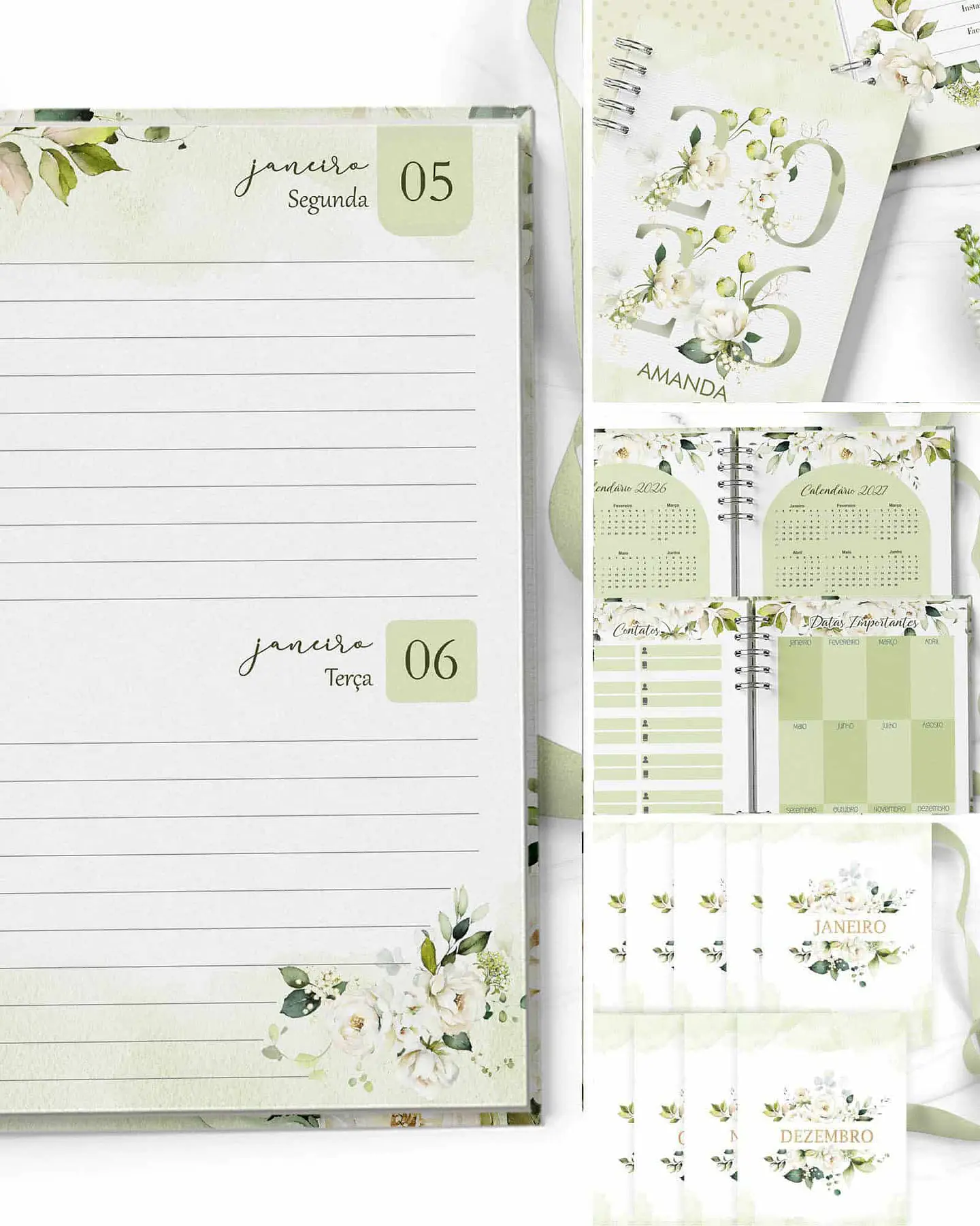 Arquivo Combo Agendas 2026 Perm Floral e Rosas Brancas - Bicho Papel 1