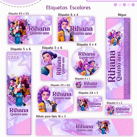 Arquivo Etiqueta Escolar Guerreiras do K Pop 1