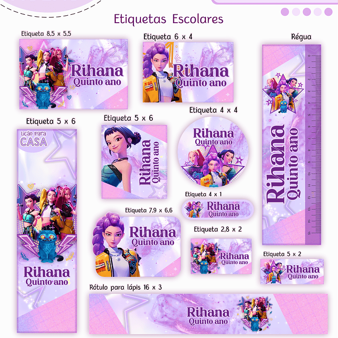 Arquivo Etiqueta Escolar Guerreiras do K Pop 1
