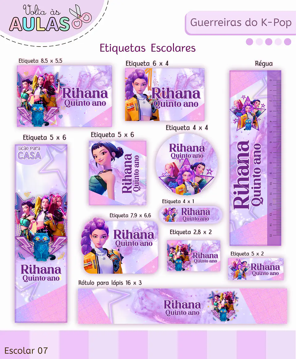 Arquivo Etiqueta Escolar Guerreiras do K Pop 1