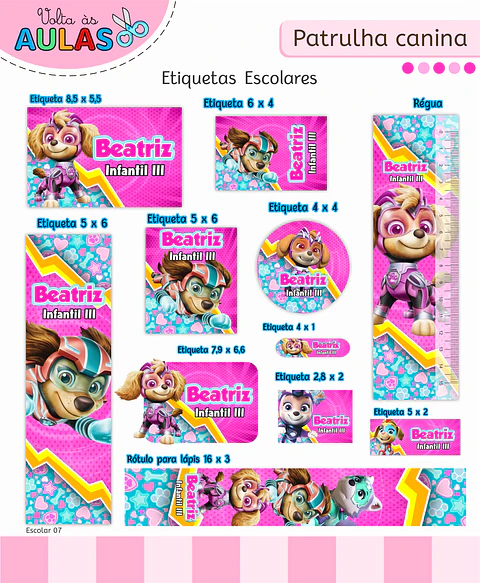 Arquivo Etiqueta Escolar Patrulha Canina Menina