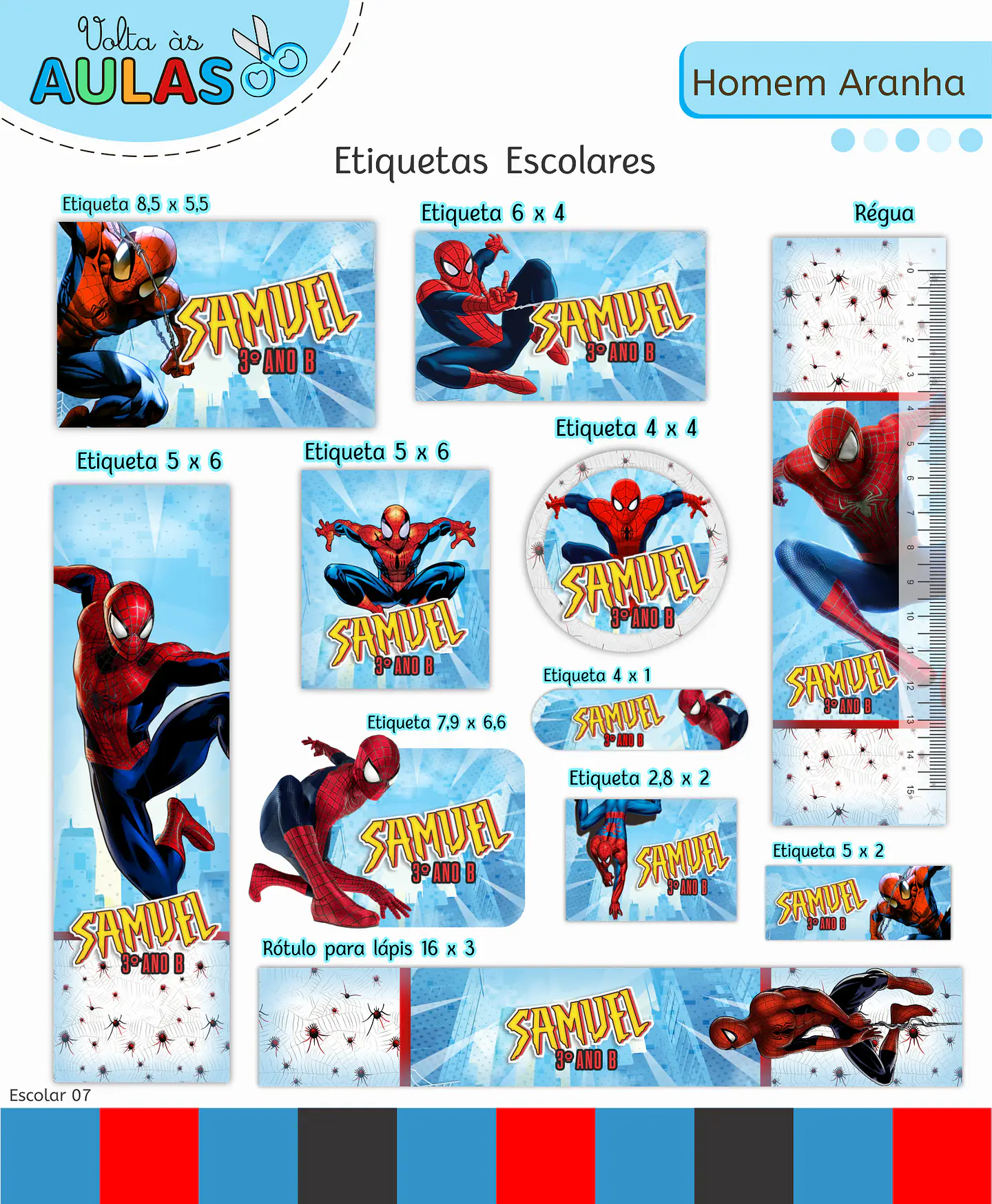 Arquivo Etiqueta Escolar Homem Aranha 1