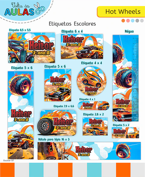 Arquivo Etiqueta Escolar Hot Wheels