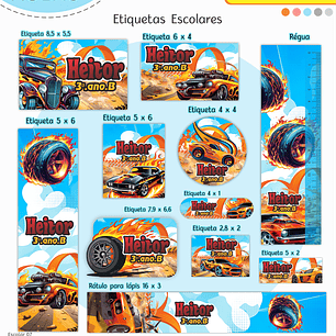 Arquivo Etiqueta Escolar Hot Wheels