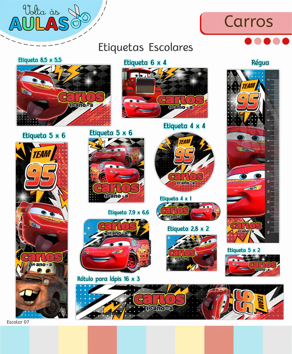 Arquivo Etiqueta Escolar Carros 1