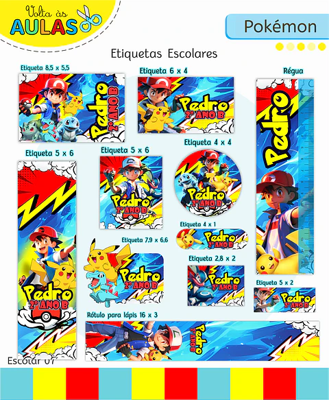 Arquivo Etiqueta Escolar Pokémon